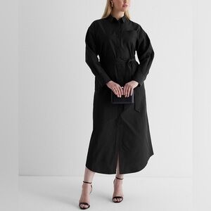 EXPRESS Boyfriend Poplin Portofino Maxi Shirt Dress